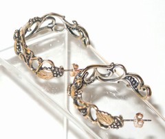 Vtg WM Co. Wheeler Western Two Tone Sterling Silver 12K Gold Hoop Earrings