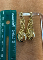 Avon Art Deco Pierced Earrings Chain Gold Tone Nickel Free VTG Dangles
