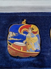 Vintage Cloisonne Pendants From Peking Jewelry With Original Box