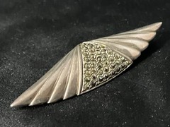 Vintage Marcasite Brooch Geometric Art Deco Revival 925 Sterling Silver 10.5g
