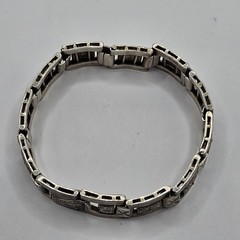 Antique 90% Silver Hand Engraved Panel Bracelet 7.5″ 36G Hand Made Adjustable