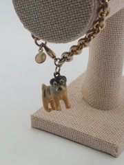 Vintage Bracelet Erwin Pearl Enamel Bulldog Pug Charm Dog Classic Luxury 90s