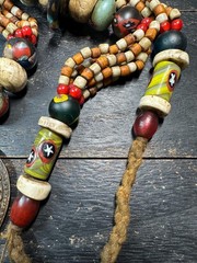 Himalayan Horned Spirit Mask Amulet Necklace, Nepal Tribal Brass Pendant with M