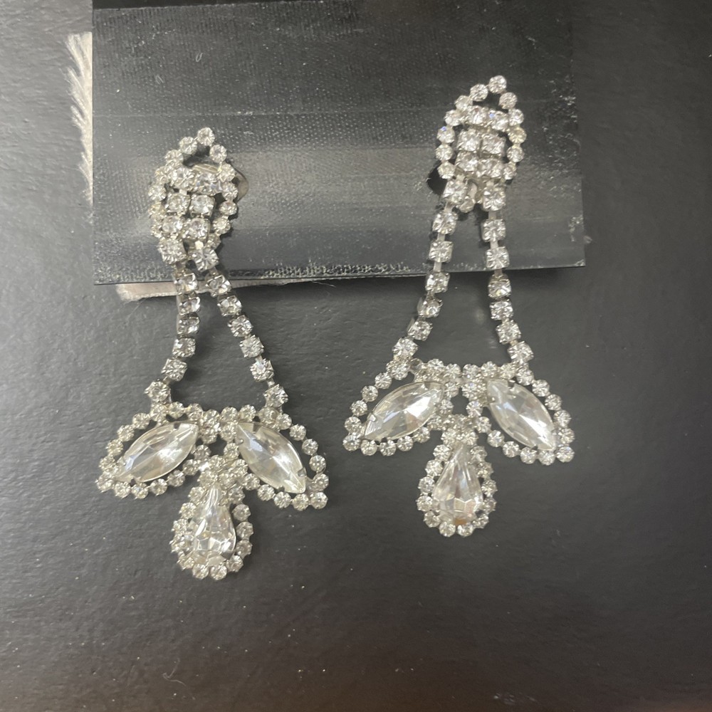 RJ Graziano clip statement chandelier rhinestone/crystal bead earrings/Clip on