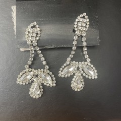 RJ Graziano clip statement chandelier rhinestone/crystal bead earrings/Clip on