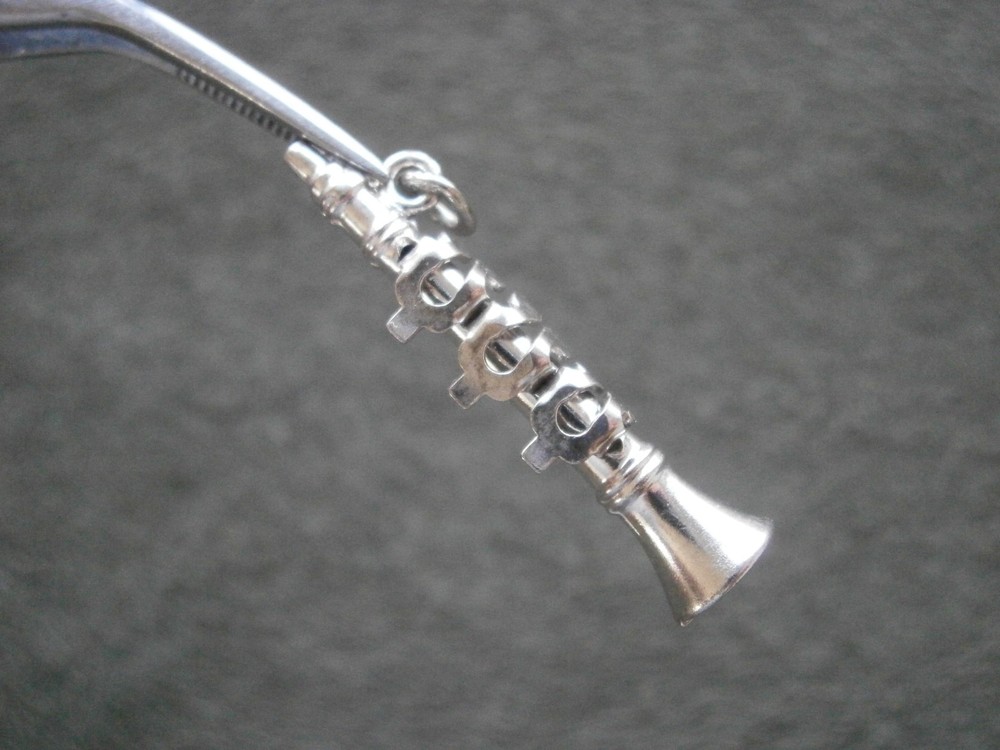 JMS Soprano Saxophone Musical Instrument Vtg Sterling Silver Charm Pendant 1.6g