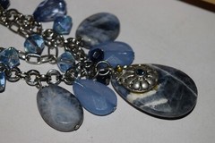 Vintage to now leather stone crystal necklace