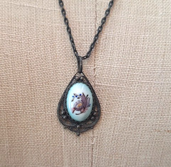 Vintage Soviet Era Hand Made Enamel Rostov Finift Filigree Chain/Pendant