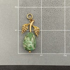 Vintage British 15CT 15K Yellow Gold Pearl Green Stone Pendant