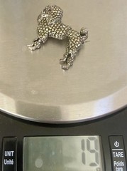 VTG Sterling Silver Marcasite Poodle Dog Hallmarked England~Red Eyes~1950s~19g