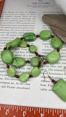 Vintage Green Necklace & Pierced Earrings Set Green Howlite Jewelry 💚