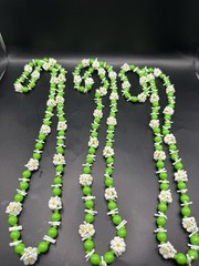 Vintage 1960s Authentic Hawaiian Celluloid Flower Lei Necklace Set – 3 Strands