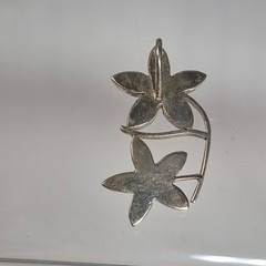 Vintage Sterling Silver 925 Flush Inlay Onyx & MoP Flower Daisy Pendant