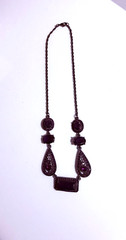 Vintage Purple Acrylic Victorian Style Necklace Gothic Retro Witchy Gunmetal
