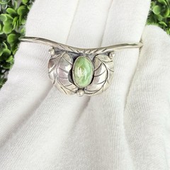 Vintage Silver Southwestern Style Green Turquoise Handmade Cuff Bracelet