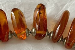 Amber Baltic Honey Cognac Necklace Choker 81.7g Rare VTG Silver Plated Read