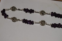 Vintage to now purple glass plastic metal beaded necklace