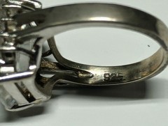 Vintage 925 Sterling Silver Emerald Cut Clear CZ Cocktail Ring Statement Size 13