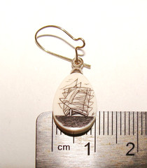 VTG Verna Sterling Silver Etched Tall Ship Pendant & 18″ Necklace Bonus Earrings