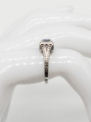 Antique $4000 BELAIS 1.21ct Certified Blue Sapphire 18k White Gold Platinum Ring