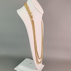 Vintage Chain Necklace Gold Tone Curb Link Triple Layer Long Endless 58″ Flapper