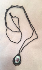 Vintage Soviet Era Hand Made Enamel Rostov Finift Filigree Chain/Pendant