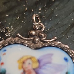 Vintage 925 Silver Heart Charm Angel Cherub, Double sided