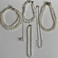 Vintage Crystal Aurora Borealis Necklace Bracelet Earrings Brooch Pin Ring Lot