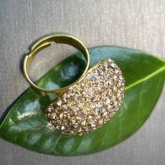 Vintage Cocktail Ring Estate Jewelry Pre-owned Champagne Crystal Dome Any Size