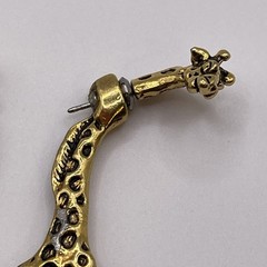 Earrings Vintage Giraffe Metal Gold Tone Animals Stud Pierced Jewelry