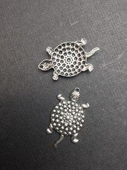 48454 – 3 Pc Turtle Charm Brass Jewelry Finding Matte Silver Ox