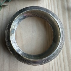 VTG Bangle Bracelet Size 8 Engraved Carp Fish Silver Tone Metal Incised Asian