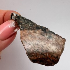 Huge Vintage Silver 800 Women’s Jewelry Pendant Natural Marble Stone 11 gr