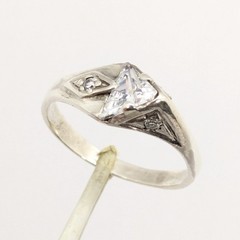 Vintage Elegant RING Silver 925 with Bright Stone -size: 10.5US (20mm) Ukrain#38