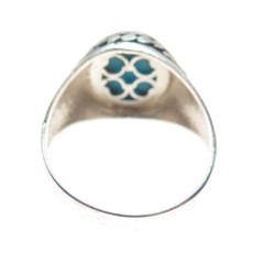 925 Sterling Silver Vintage Sleeping Beauty Turquoise Gem Ethnic Ring Size 11.25