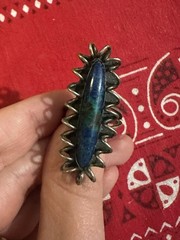 UNIQUE VINTAGE CHRYSOCOLLA STERLING SILVER RING