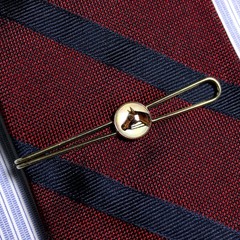 Vintage 1930s Krementz Hand Painted Horse Head Crystal Rolled Gold Tie Clip Bar