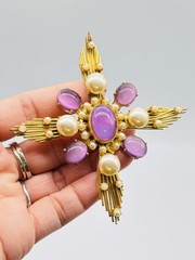 Rare Vtg PARIS HOUSE LONDON Made In England Couture Maltesse Cross Brooch Pin