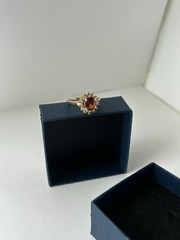 Vintage Red Cubic Zirconia Ring Gold Plated Womens Size 8.5