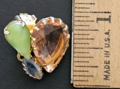 Vtg JULIANA D&E Cluster Faceted Multicolor Rhinestone Brooch & Clip-On Earrings