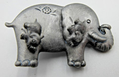 VTG UNUSUAL SET silver tone stud PIERCED DAINTY EARRINGS Elephant flower BROOCH