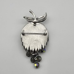 Stunning Schrager Vintage AB Crystal Brush silvertone Tumbler Brooch pin fruit