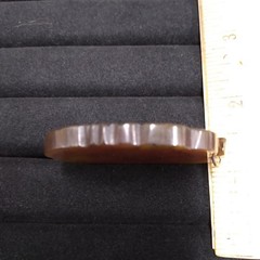 Brown Stone Carved Pendant Silver Tone