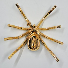 Spider Brooch Pendant Blue Crystal Rhinestone Gold Tone With Box IVANA