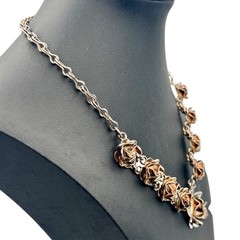 Vintage Taxco Silver Floral Rose Necklace Design 17 Inches Elegant Statement 50g
