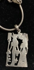 Vtg 925 Pharaonic Egyptian Revival Pendent Isis & Nefertari AGI Italian Chain