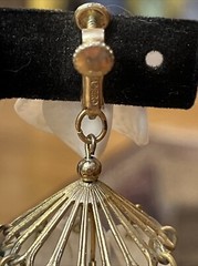 Vintage Huge Napier Pebbled White Chandelier Dangle Drop Clip On Earrings MCM