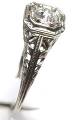 Antique Art Deco 1920’s European Diamond Engagement Rg 18KW Sz 6.25 UK-M EGL USA