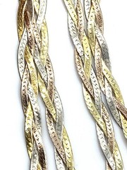 Vintage Sterling Silver / 925 Italy Three Color Braided Chain Necklace 24” Long