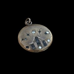 Antique Victorian 1880s Rhinestone Gold Filled Photo Locket Monogram “C” W&H Co